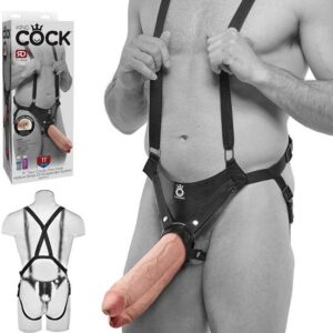 King Cock 11 Inch Two Cocks One Hole Hollow Strap-On Suspender