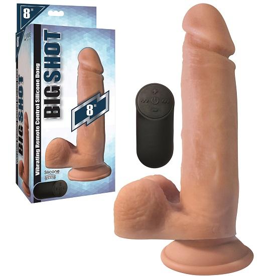 Big Shot 8 Inch Vibrating Rechargeable Silicone Dildo With Balls