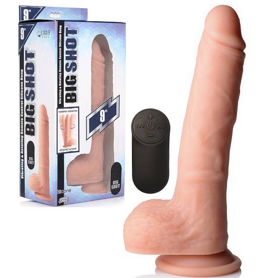 Big Shot 9 Inch Rotating Rechargeable Silicone Dildo with Balls