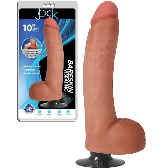 Jock 10 Inch Bareskin Vibrating Dong With Balls