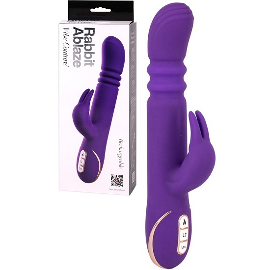 Vibe Couture Ablaze Thrusting Warming Rabbit Vibrator in Purple