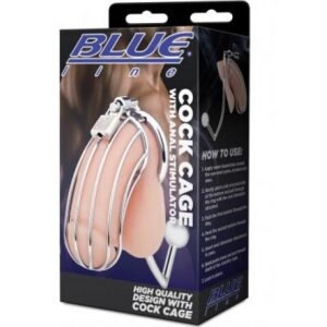 Blue Line Cock Cage With Anal Stimulator