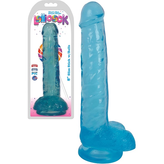 Lollicock 8 Inch Slim Stick Dildo With Balls