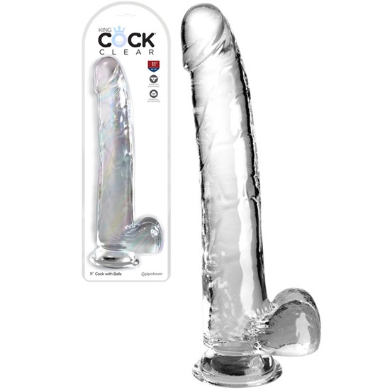 King Cock Clear 11 Inch Dildo With Balls