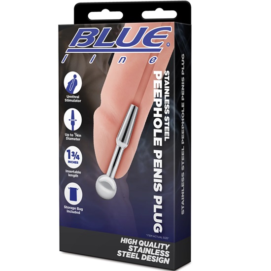 Blue Line Stainless Steel Peephole Penis Plug