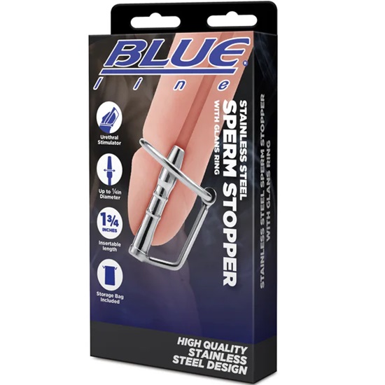 Blue Line Stainless Steel Sperm Stopper With Glans Ring