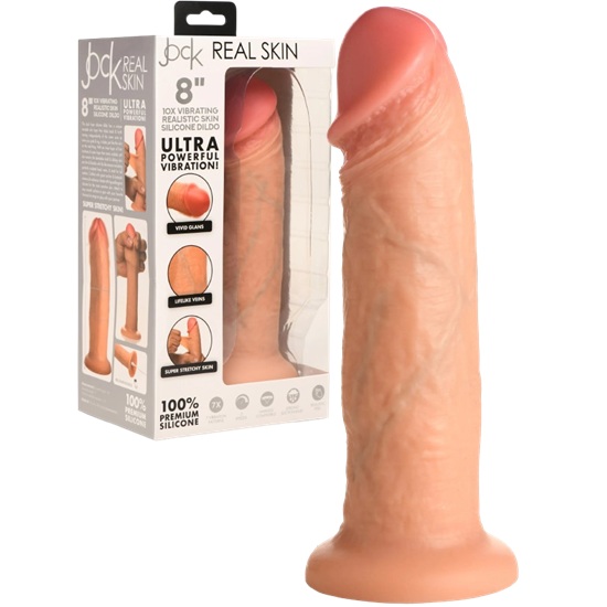 Jock Real Skin 8 Inch Vibrating Silicone Dildo